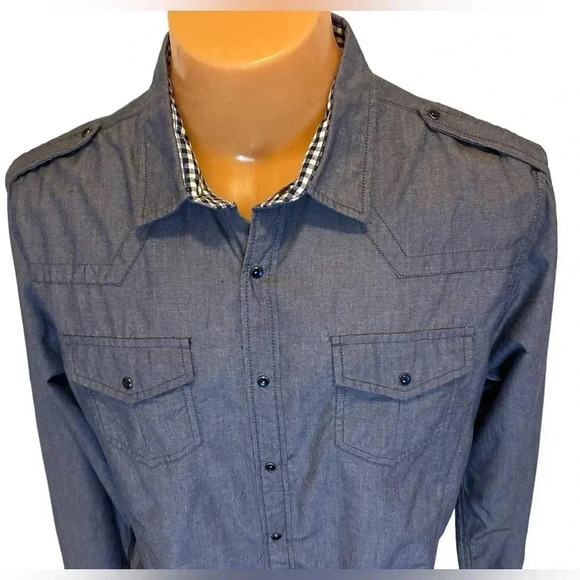 Twice Men’s Western Shirt Long Sleeve Pearl Snaps Roll Tab Sleeve - Picture 2 of 14